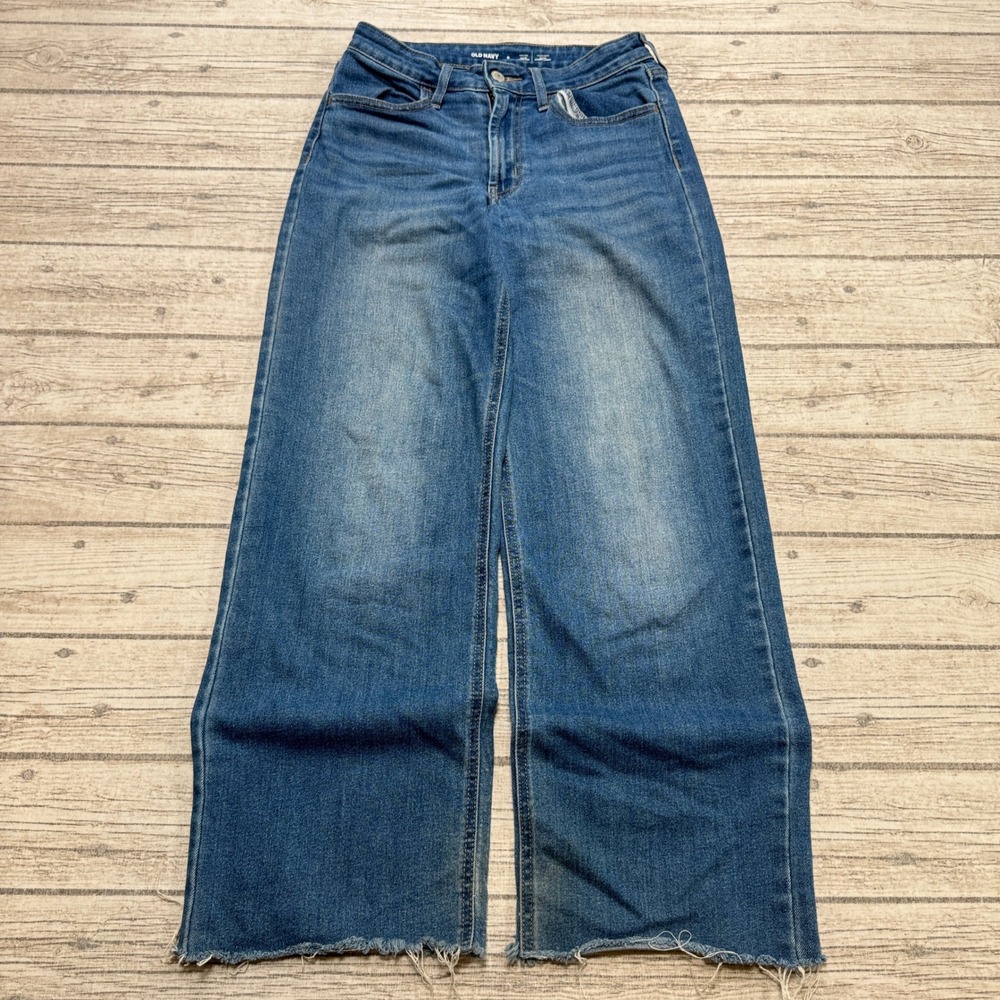 Old Navy Jeans Women's 0 Blue Denim High Rise Wow Wide Leg Baggy Fit Medium Wash